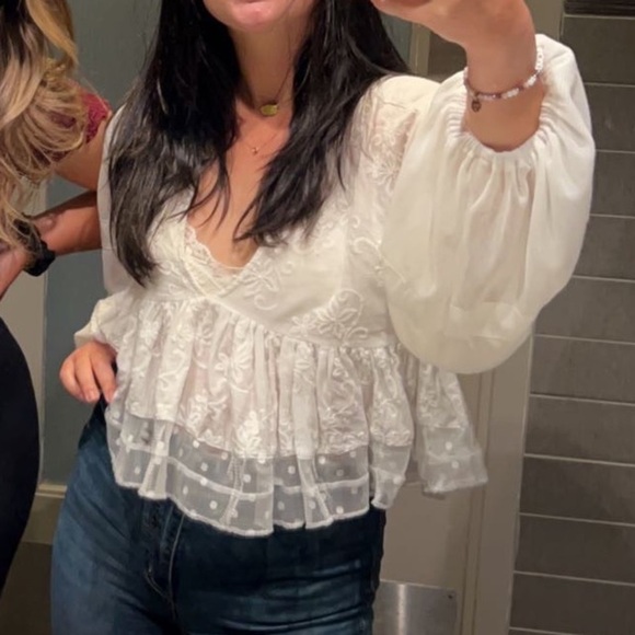 Women’s Sheer Floral Boho Top - Picture 1 of 8